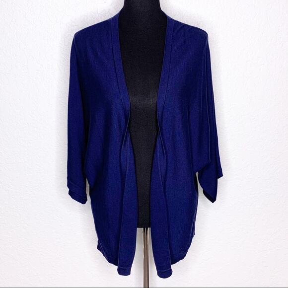 Garnet Hill navy blue silk blend open front cardigan size Small - Picture 1 of 14